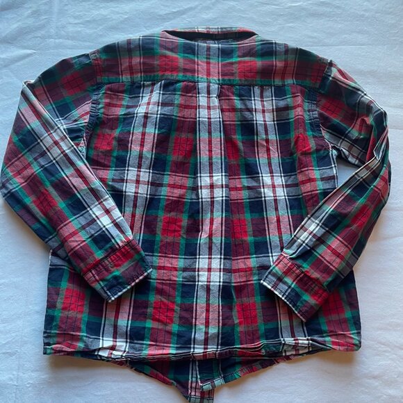 Boys Red & Green Plaid Button-Up Shirt By Janie And Jack Size 5 100% Cotton - Picture 5 of 5